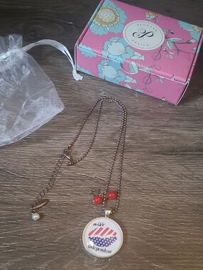 Plunder Miss Independent Pendant Necklace in Red, White & Blue